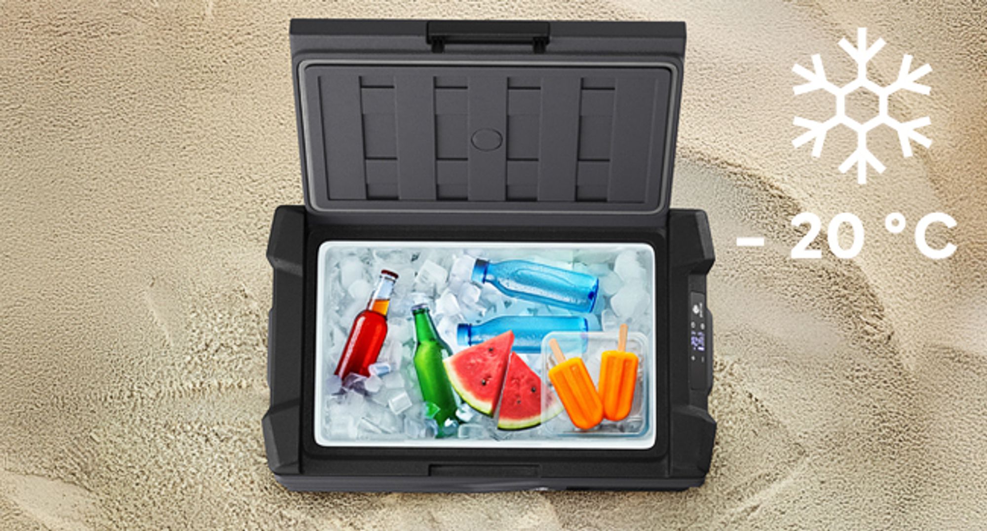 PEME Quest 30 Kompressor Kühlbox 27 L - Autokühlschrank 12V 24V 230V Elektrische Gefrierbox LKW PKW Auto Camping Kühlschrank App USB Licht -20°C