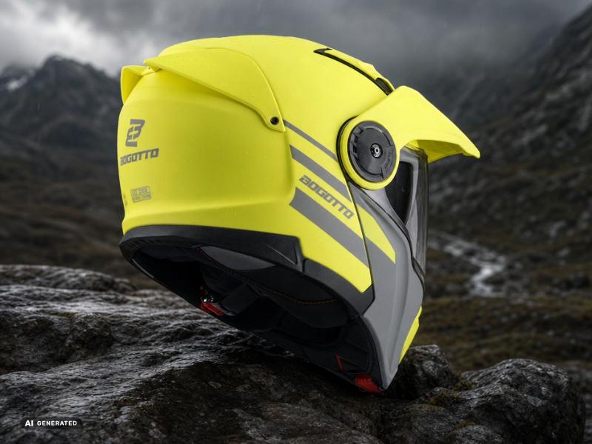 Bogotto FG-102 Duo Fiberglas Enduro Klapphelm, grün matt, M (57/58)