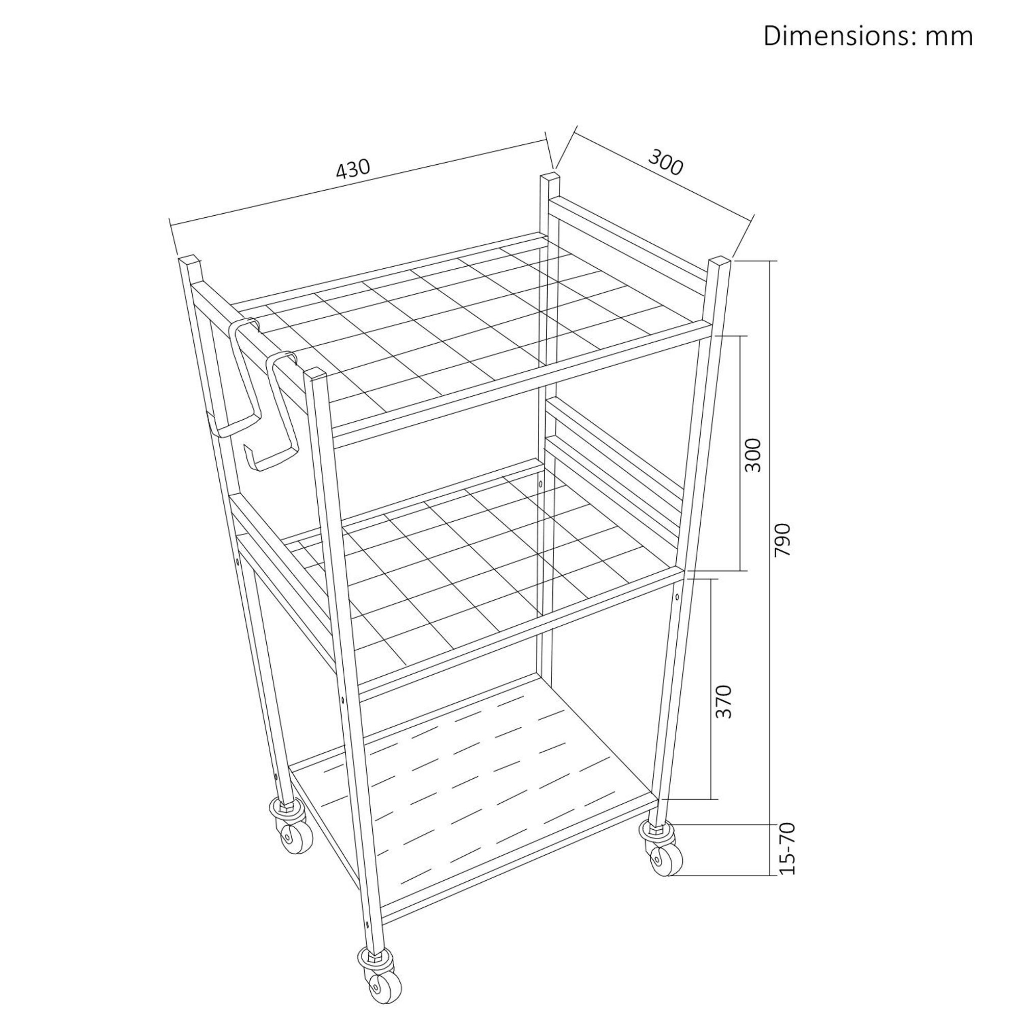 Moble Gartenwerkzeugständer/-wagen von Maclean schwarzo Maße 43 x 30 x 79 cm max. 20 kg MC-138
