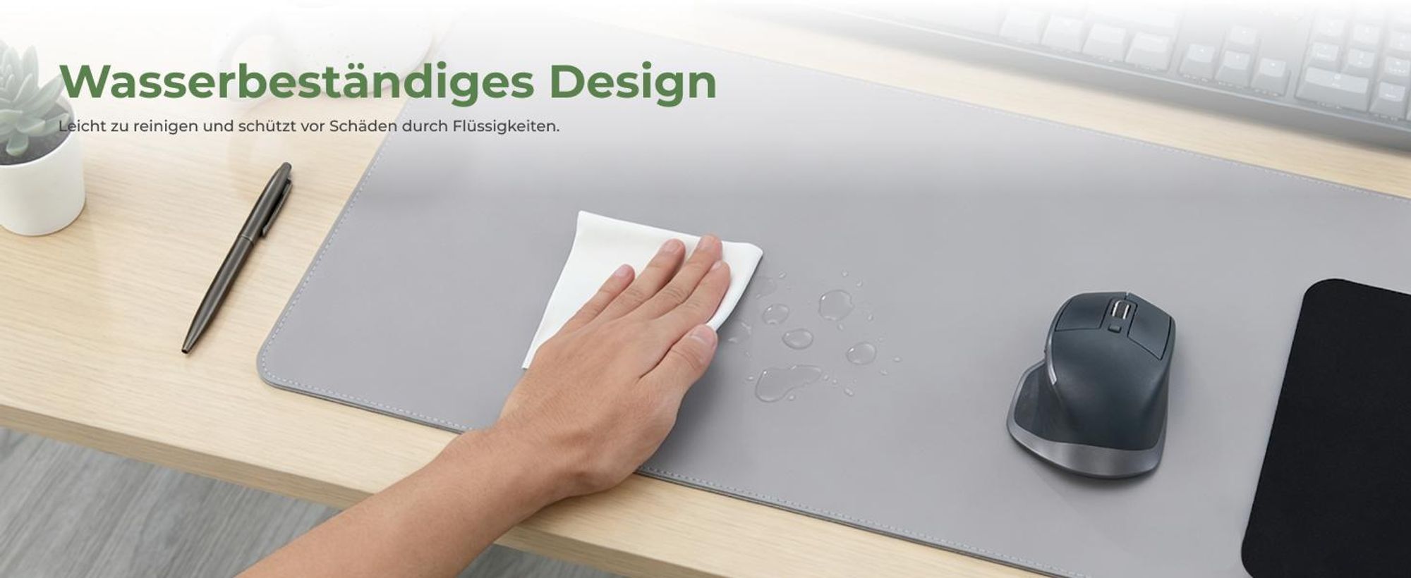 Tappetino per scrivania HOKO, dimensioni 80x30 cm, con poggiapolsi magnetico – resistente all'acqua e antiscivolo, ideale per ufficio, smart working e studio, colore grigio, modello LEO