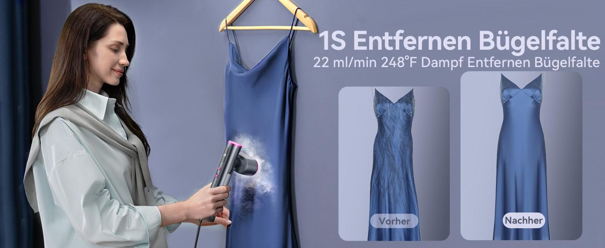 Reise-Dampfbügeleisen KALO 2-in-1 Dampfglätter für Global, 1000W Steamer