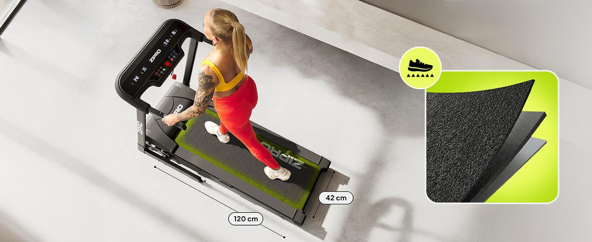 Zipro Pulse skladací bežecký pás pre domáci tréning, do 130 kg, nastaviteľný do 12 km/h, bežecký pás pre domácnosť Skladací so sklonom