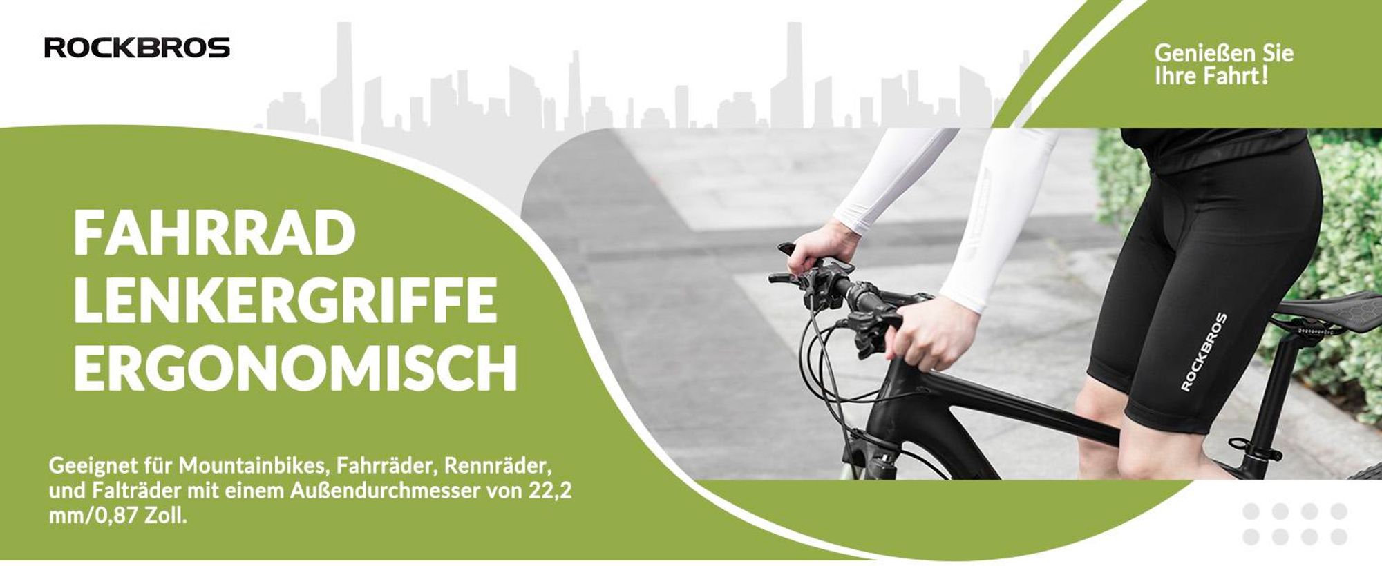 ROCKBROS Fahrradgriffe mit Bar-Ends – Ergonomisch, rutschfest & stoßdämpfend, Mountainbike Lenkergriffe mit integrierten Hörnern, Schafshorn Schwarz