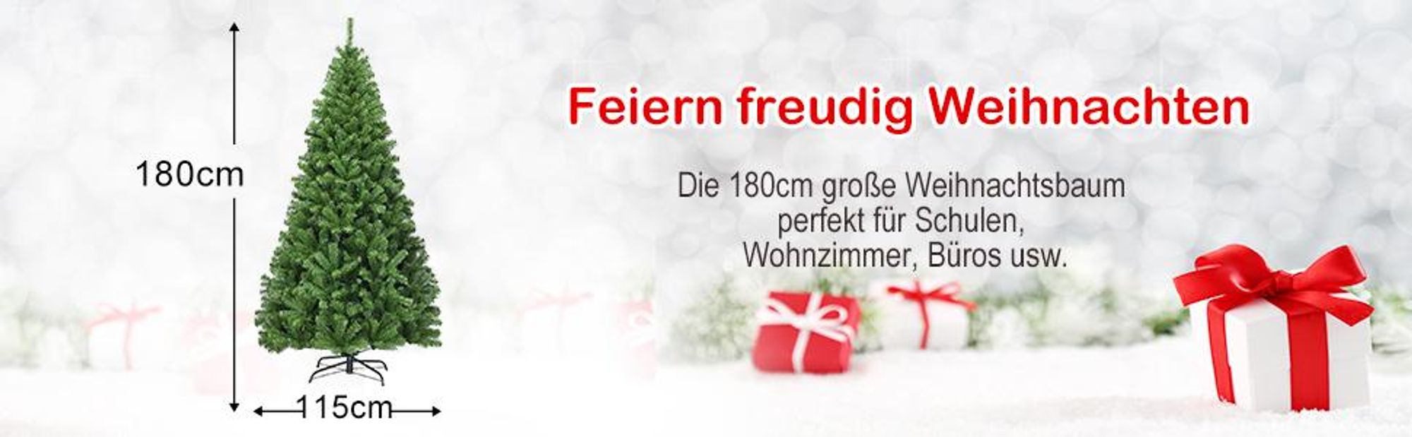 COSTWAY 180cm Künstlicher Weihnachtsbaum Tannenbaum mit 1000 Spitzen PVC Nadeln Metallständer & Klappsystem Christbaum Grün