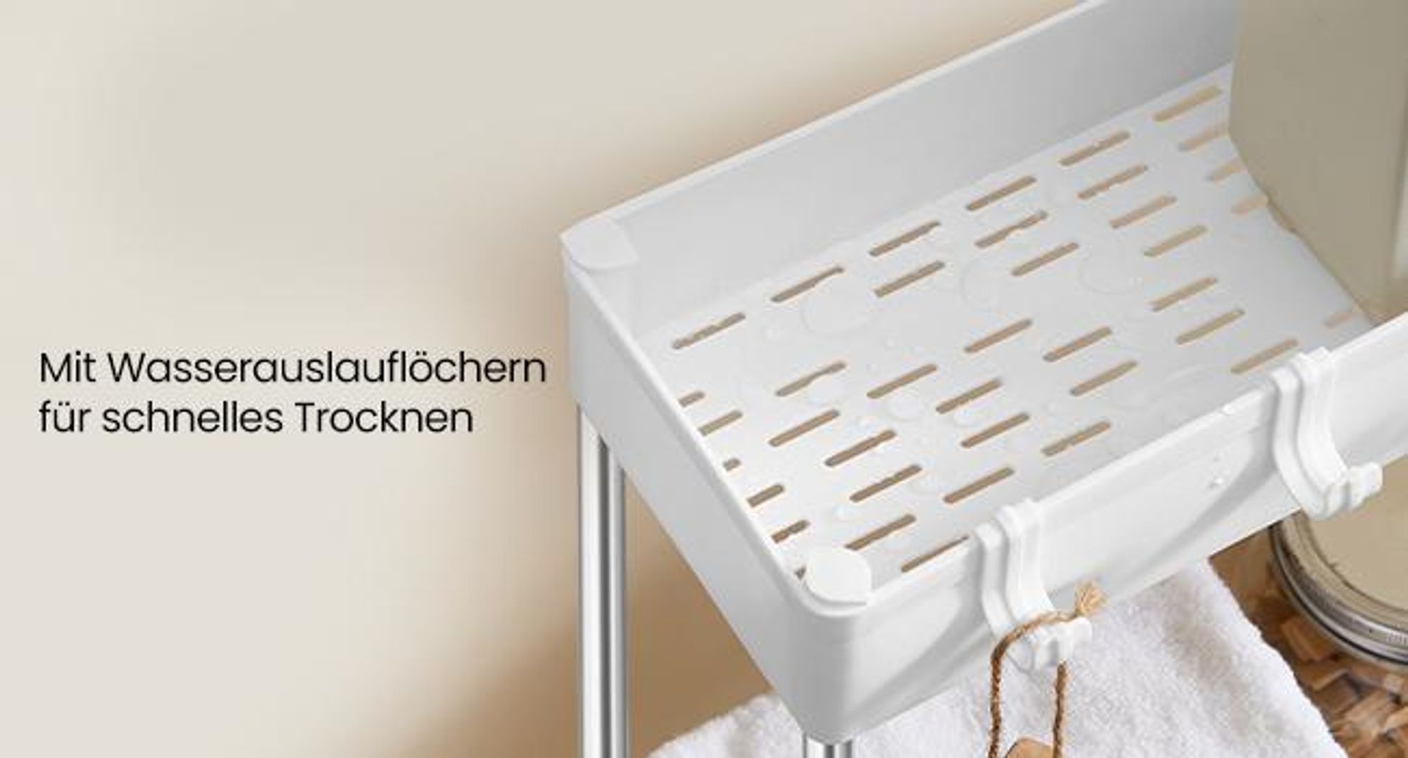 SONGMICS Rollwagen, Küchenwagen mit 4 Ebenen, Küchenregal, wolkenweiß
