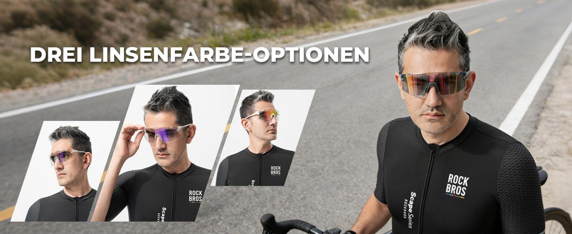 ROCKBROS Road to Sky Fahrradbrille Überbrille Photochrome Radsportbrille mit UV400 Schutz TR90 Rahmen für Outdoor Sport Radfahren Laufen klar Lila