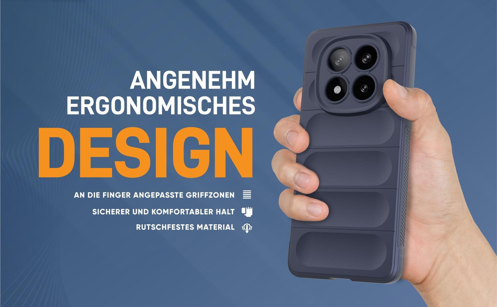 Blaue rutschfeste Hülle für Xiaomi Redmi Note 14 Pro+ 5G mit weichem Mikrofaser Inlay