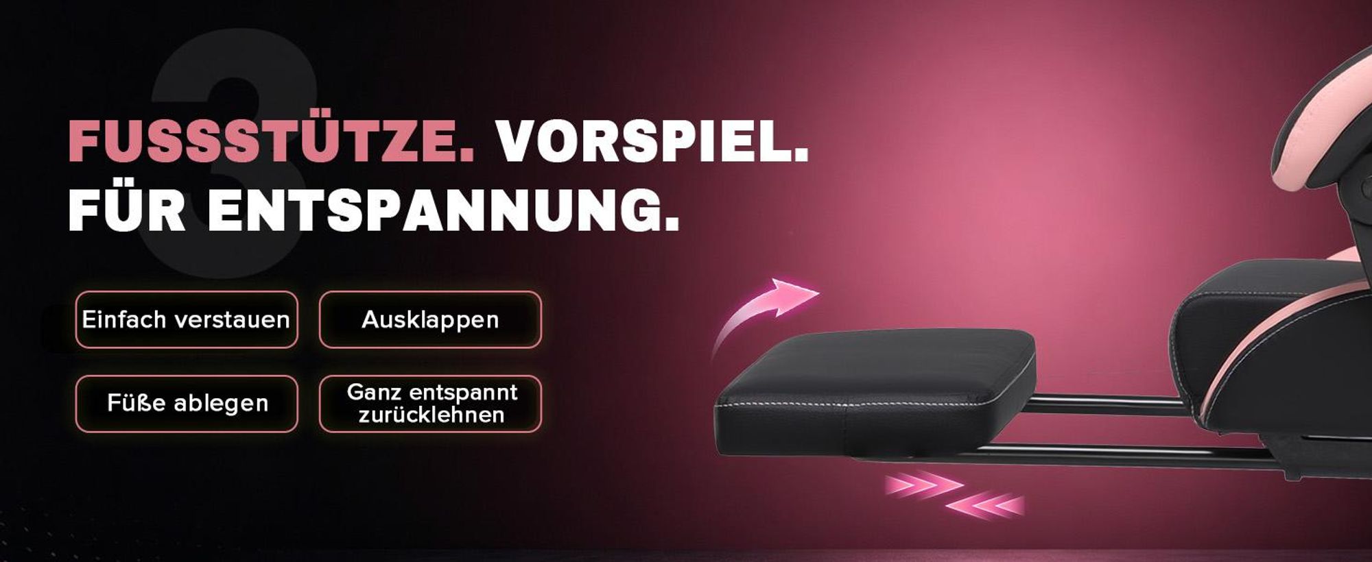 GTPLAYER Gaming Stuhl Bürostuhl Gaming Sessel mit Fußstütze, Ergonomischer Gamer Stuhl mit Verbundenen Armlehnen, Höhenverstellbaren Schreibtischstuhl
