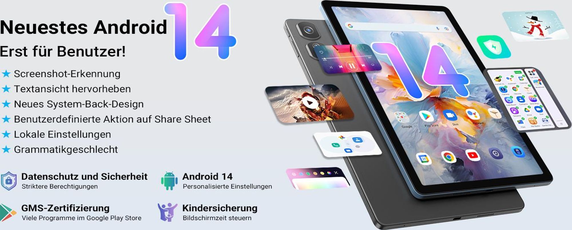 Blackview Tab 16 Pro, 8GB+256GB, Dual-4G, GPS/Glonass, 11-Zoll-IPS-Display, 503g/7,45mm Leicht, 7700mAh Akku, 18W Schnellladung, UNISOC T616 Octa-Core