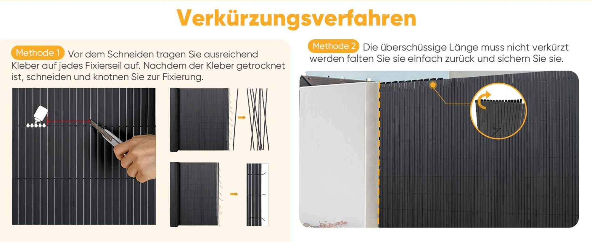 PVC Sichtschutzmatte Balkon Sichtschutz Doppelte Sichtschutzzaun, 100x400 cm