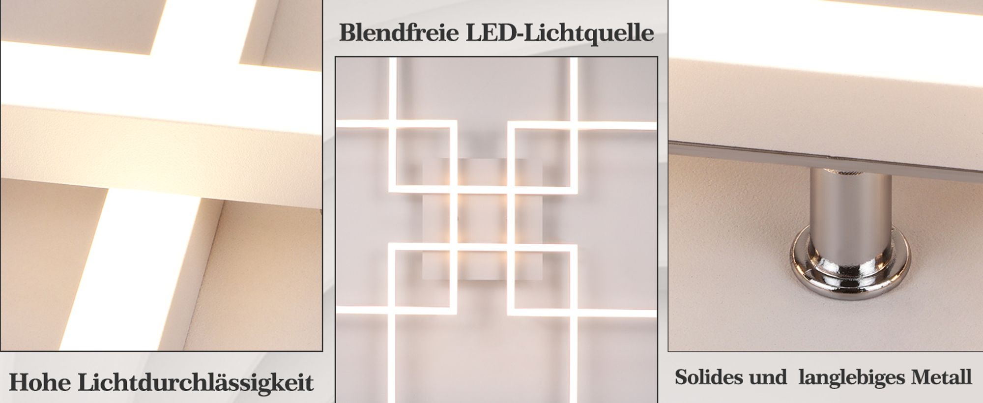 ZMH Deckenleuchte LED Deckenlampe Wohnzimmer 4 Weiß Rahmen Schlafzimmerlampe Modern Wohnzimmerlampe 32W 3000K Küchenlampe Warmweiß Esszimmerlampe Rechteckig Design für Schlafzimmer Esszimmer