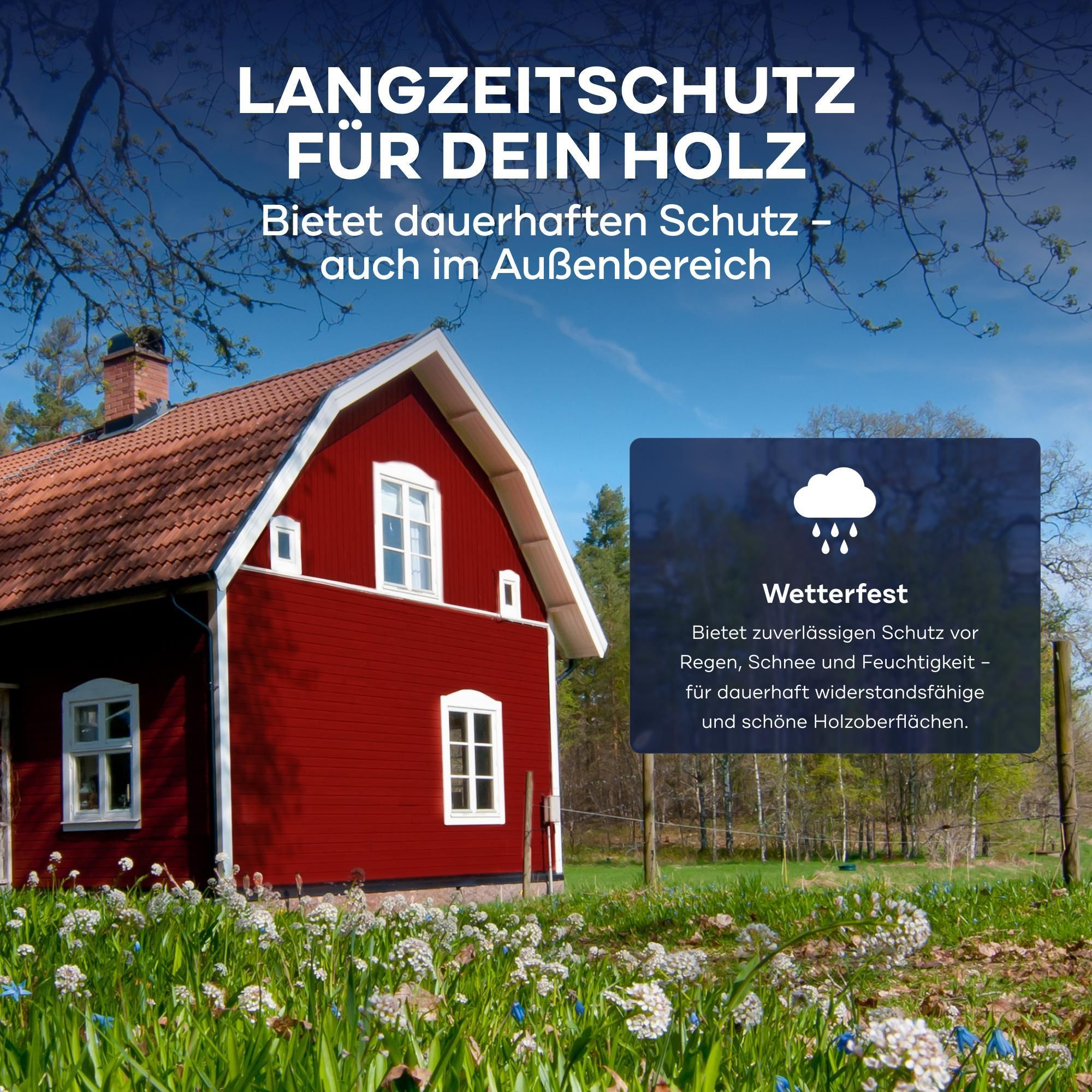 Plid Holzfarbe Schwedenrot 0,75L / Innen & Außen - Wetterschutzfarbe Holzfarbe Außen - Dauerhafte Holzschutzfarbe - Farbe für Holz