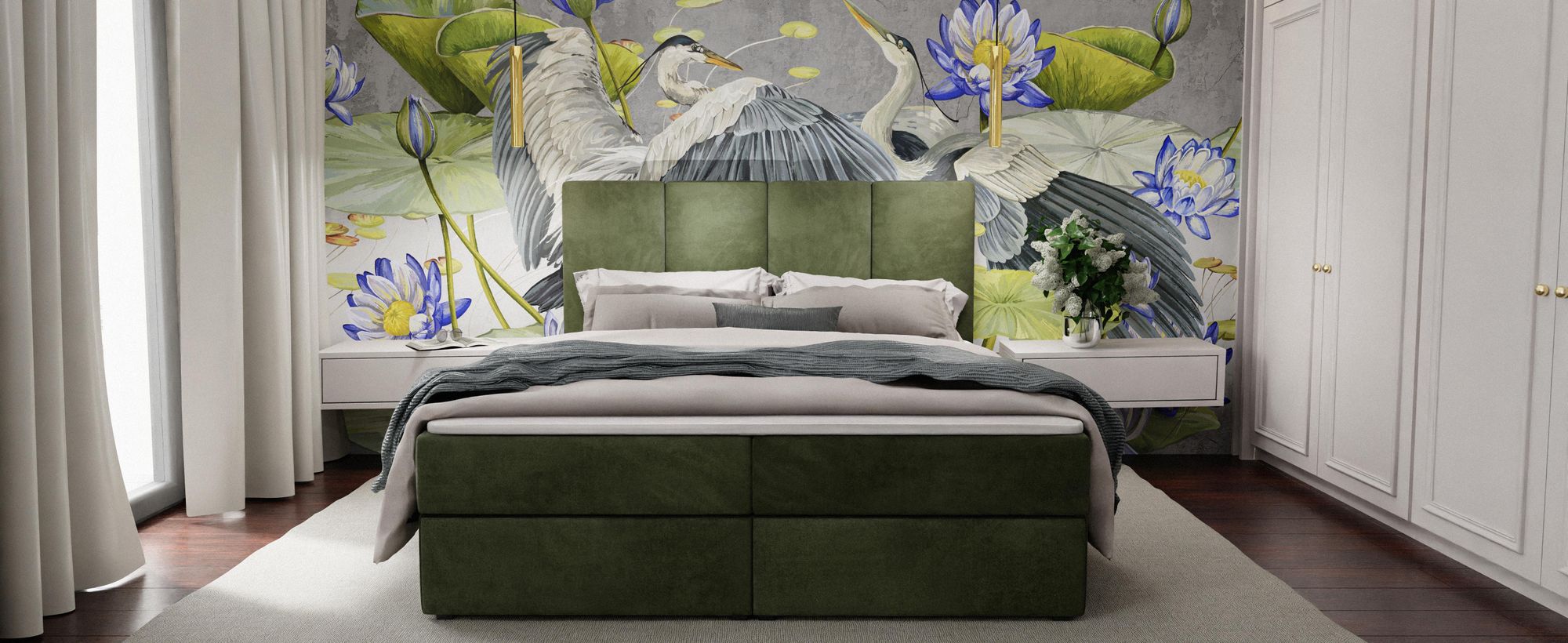 Muralo Country Bed 160X200 Upholicated Duoble Bed With Cover Material