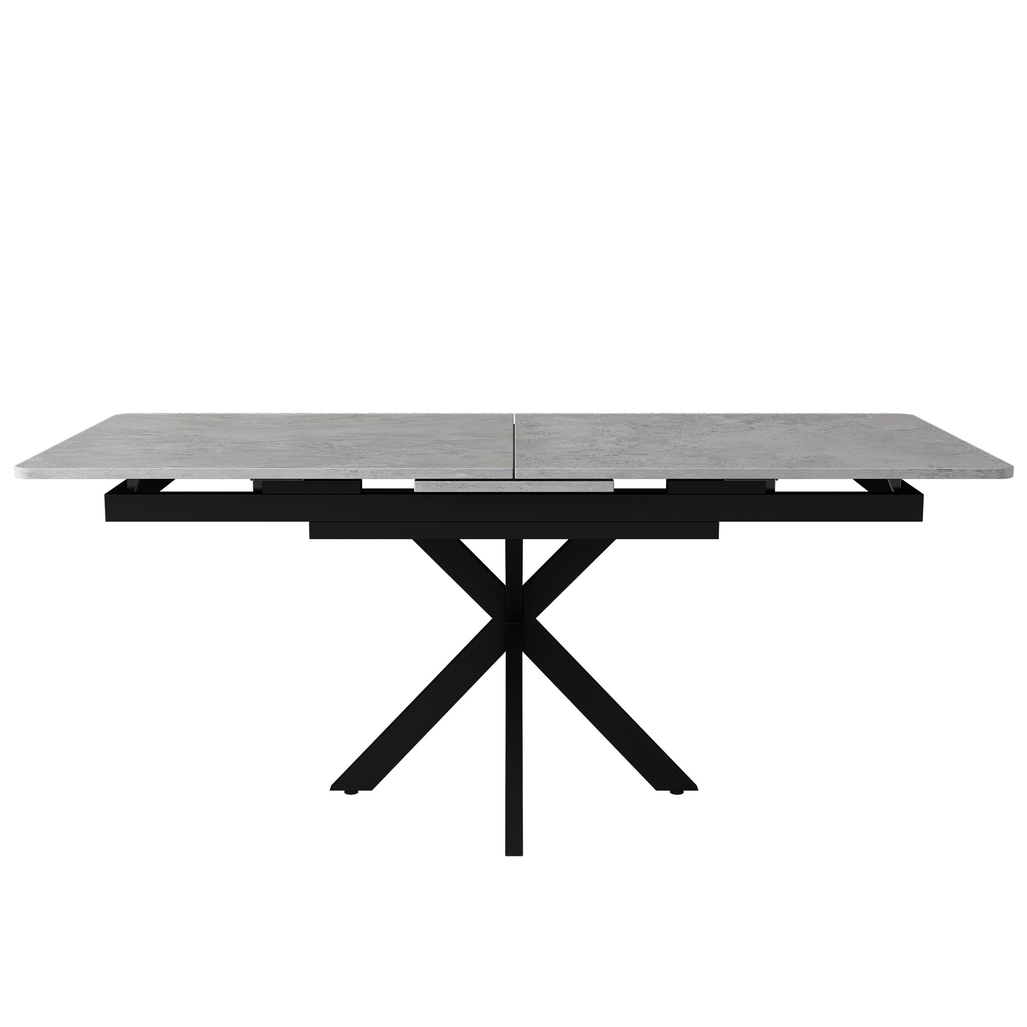 Flieks Rechteckig Esstisch mit Metallbeinen, Esszimmertisch Küchentisch Ausziehbar Dehnbar, Arbeitstisch mit X-förmigem Beinen, 180x70x76 cm, Schwarz