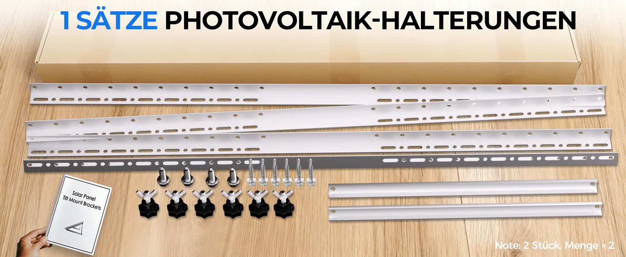 2 Paar 114 cm Solarpanel Halterung Flachdach Solarmodul Balkonkraftwerk Halterung für Dachhalterungen, Pv Modul Solarmodule