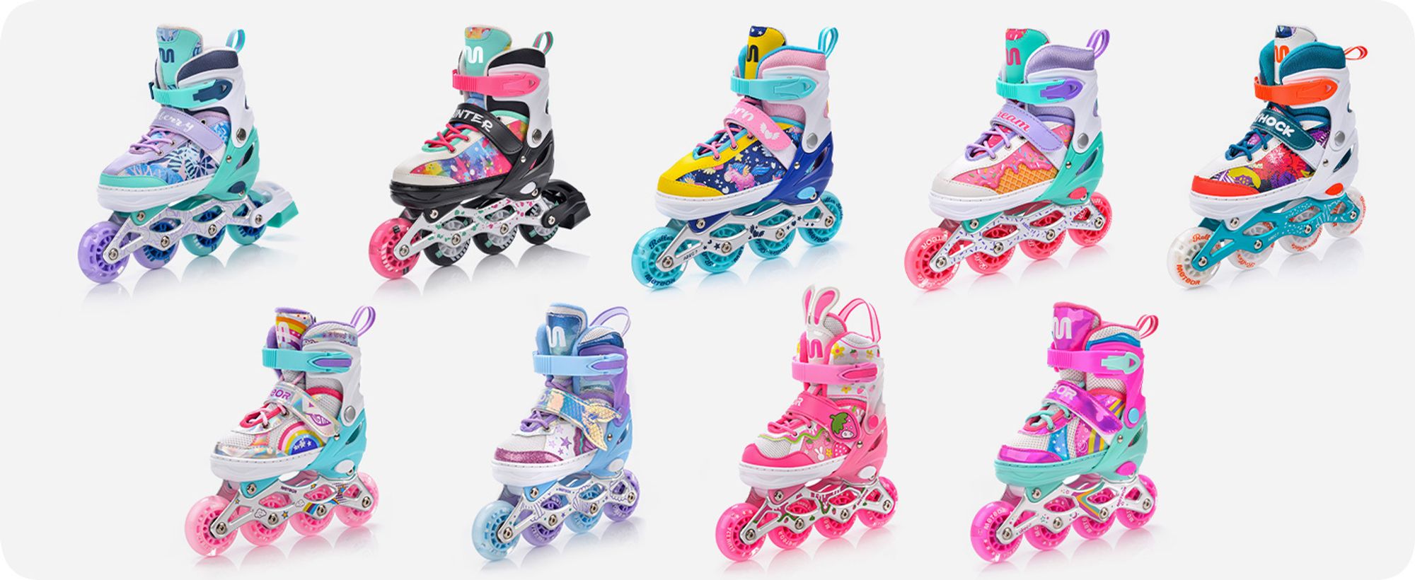 meteor Inlineskates 4in1 Kinder Inliner Rollschuhe Roller Blades Quad Skates Kinder Inlineskates Unicorn M 34-37