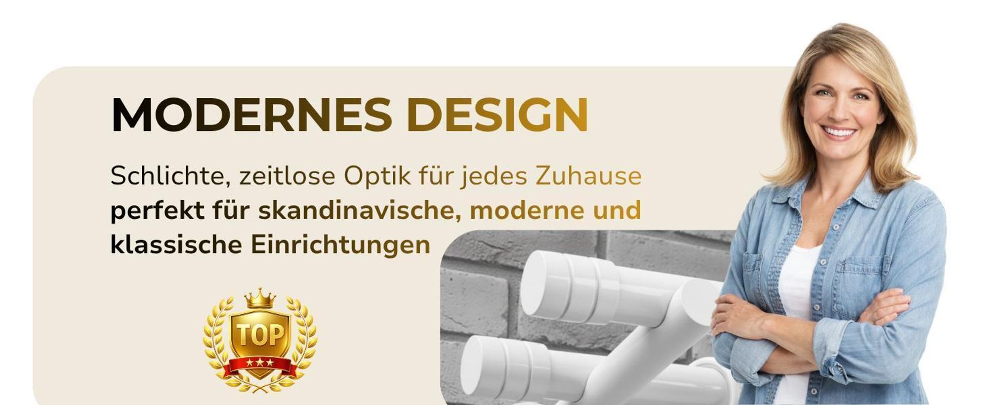 2-läufig Gardinenstange 120 cm Weiß Industrial Stil Vorhangstange 19 mm Komplettset mit Halterungen Ringen Endstück Luna mit dekorativer Fräsung