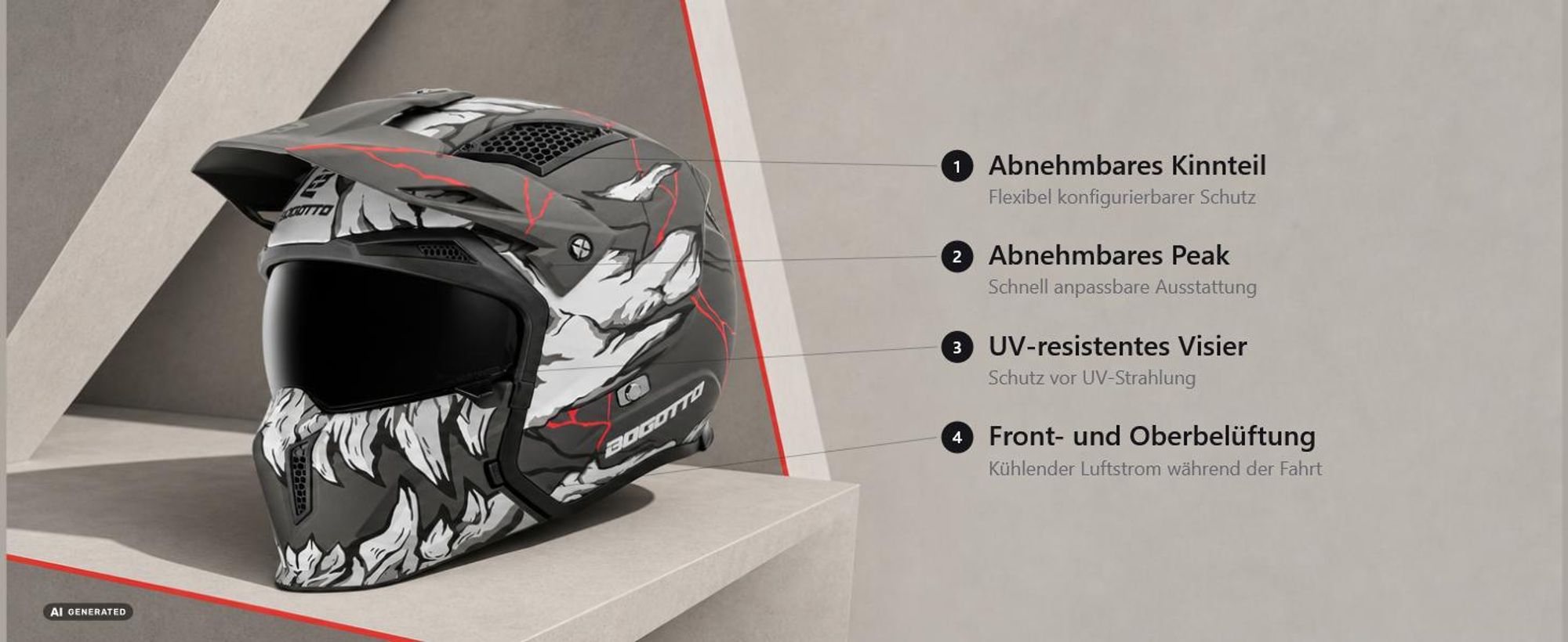 Bogotto Radic Skulash 22.06 Helm, grau/schwarz, 2XL (63/64)