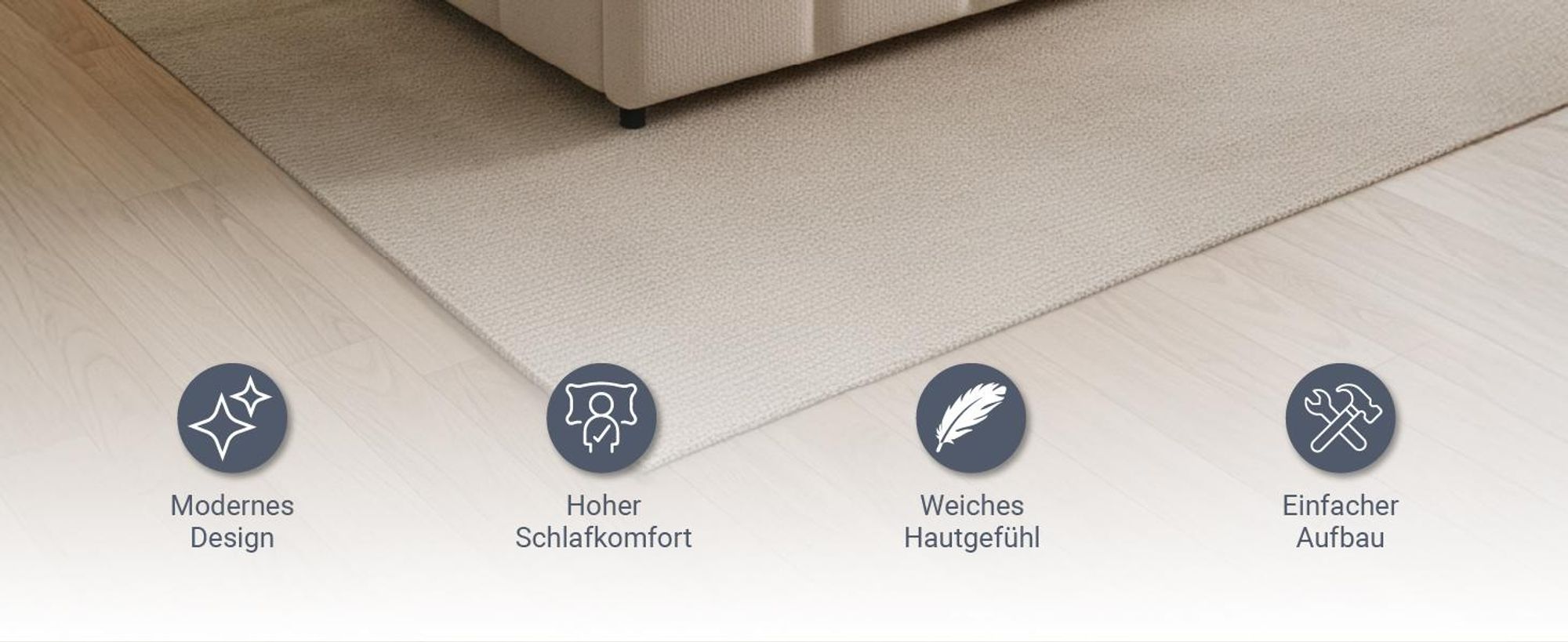 Juskys Polsterbett Florenz 180 x 200 cm, Bouclé, Bubble Design & modern – Beige
