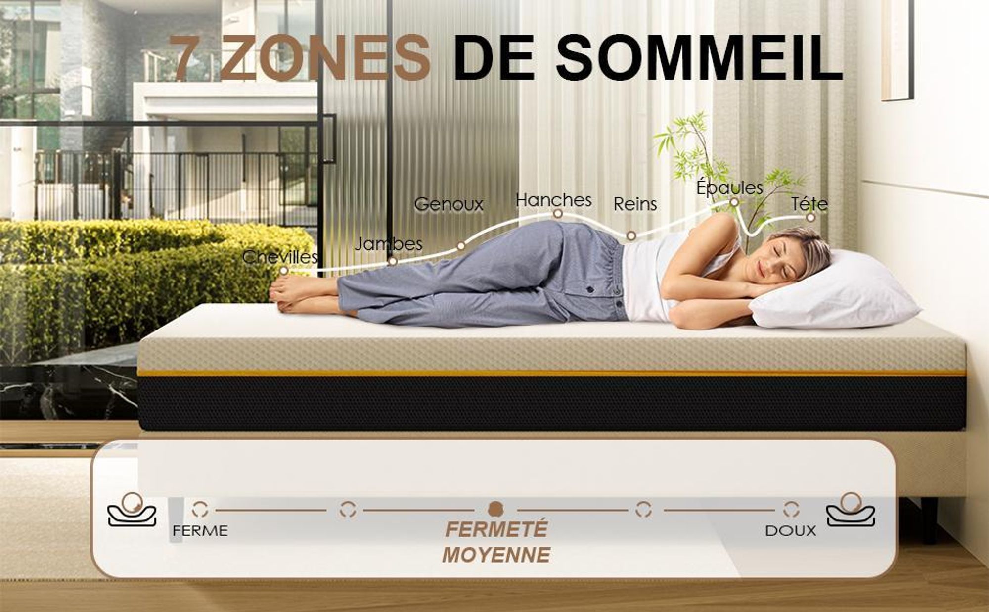 DEWINNER Matelas 140x190x17cm, Matelas en Mousse à Mémoire de Forme et Matériau Bambou, Fermeté Moyenne,Soutien Parfait, Respirant, Hypoallergénique