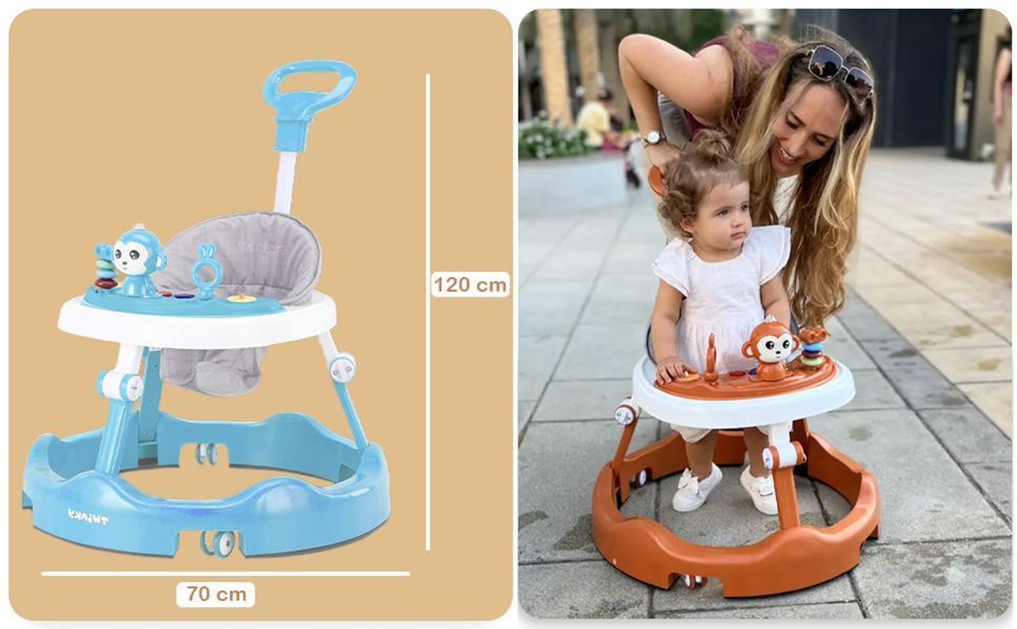 Twinky® Lauflernhilfe in Blau | Lauflernwagen mit Spielset und Zubehör für sicheres und spielerisches Lernen | inkl. Fußmatte und Haltegriff