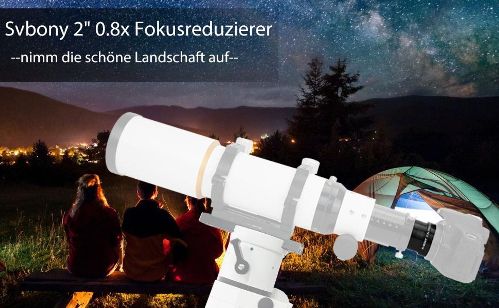 Svbony SV193 Fokusreduzierer, Flattener, Teleskop Zubehör, 2 Zoll 0.8X Feldglätter, FMC Optik, M48x0.75-Gewinde, für SV503 Refraktor Teleskope