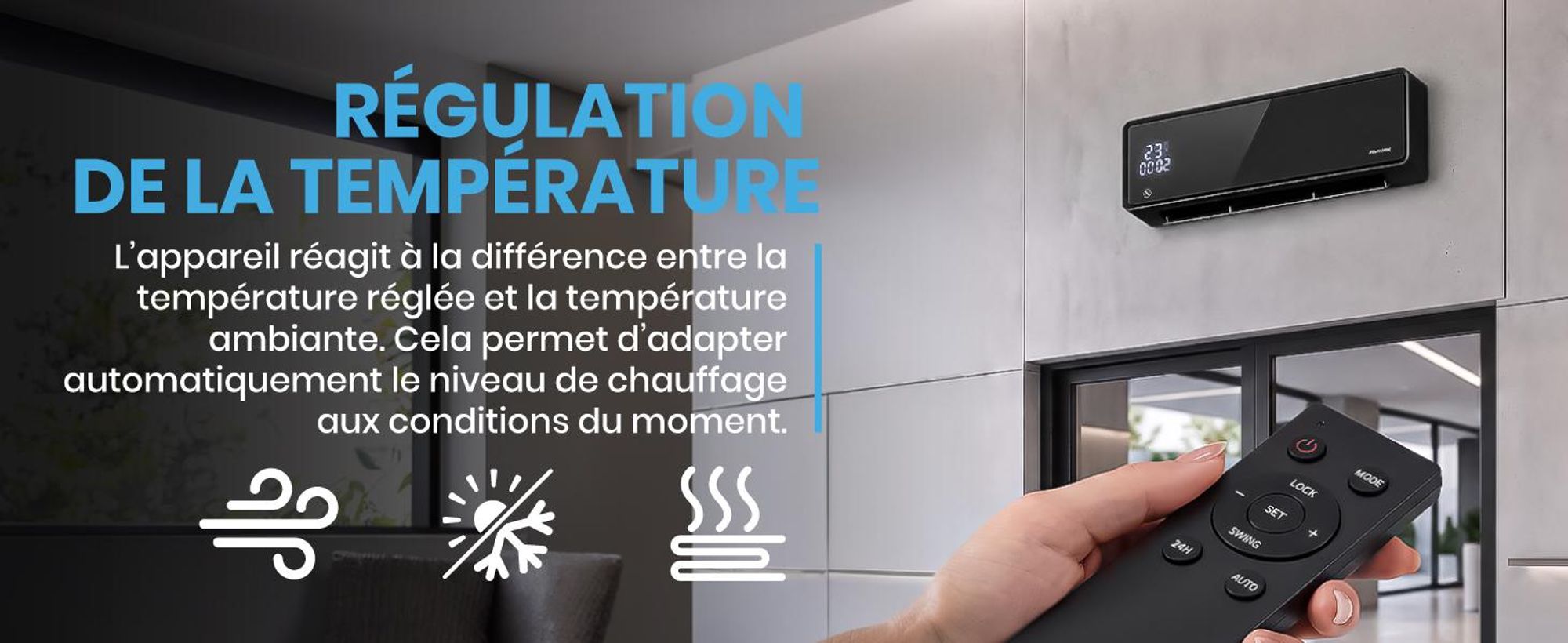 Ventilateur de chauffage mural MalTec, rideau d'air avec télécommande, radiateur, économe en énergie, minuterie, 2000 W, noir