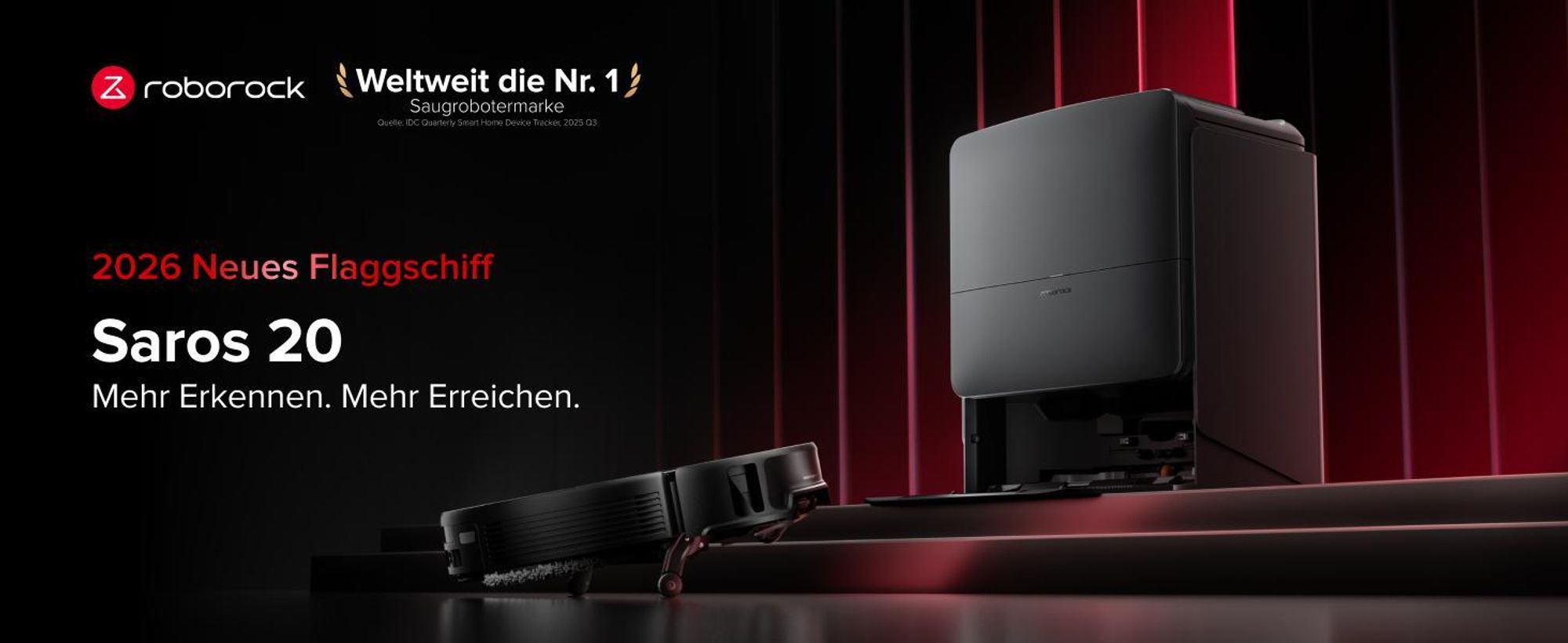 Roborock Saros 20 Set Saugroboter mit Wischfunktion, 36,000 Pa(Upgrade von Saros 10R), AdaptiLift Chassis 3.0, 100 °C Heißwasser-Moppwäsche
