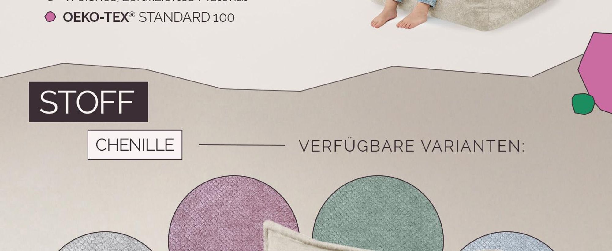 MISIOO Kinder Sessel Roya Chenille – Kindersessel für Kinderzimmer, Weicher Sitzsack Kinder, Bodensessel Bean Bag Sofa, Premium Szenila, 80x73x58 cm