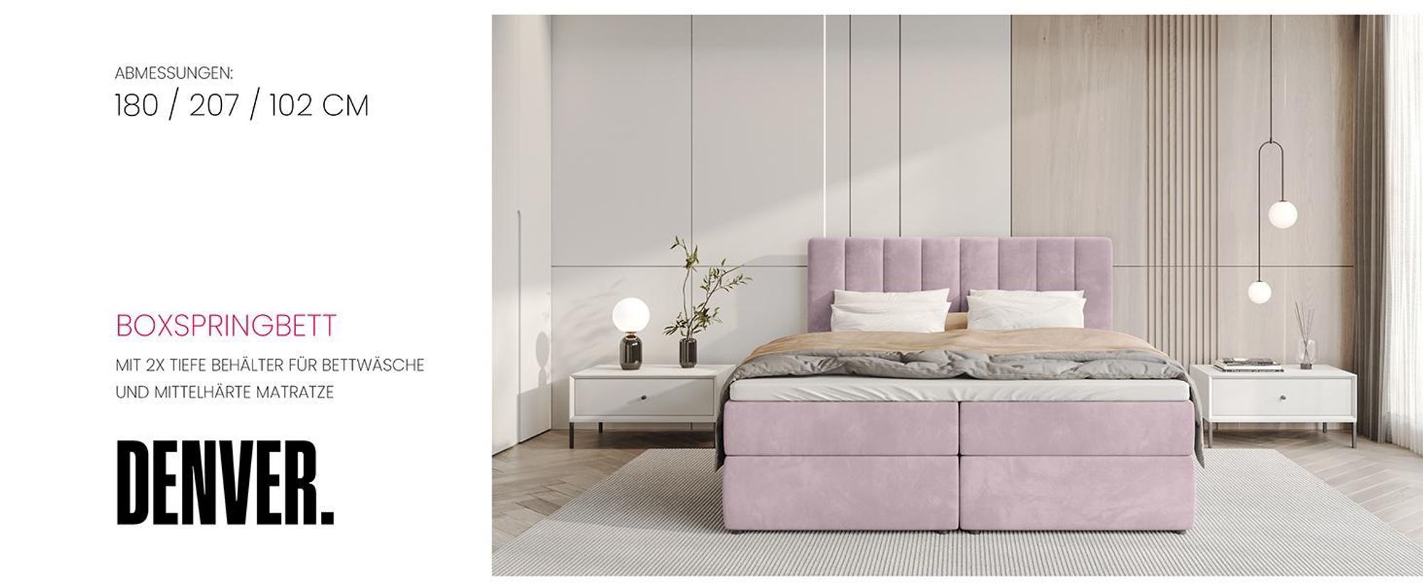 BroMARKT Boxspringbett DENVER mit 2 Bettkasten, Bonell-matratze, Polsterbett, Bett, Cordstoff (Vanille, POSO 100, 180x200 cm)