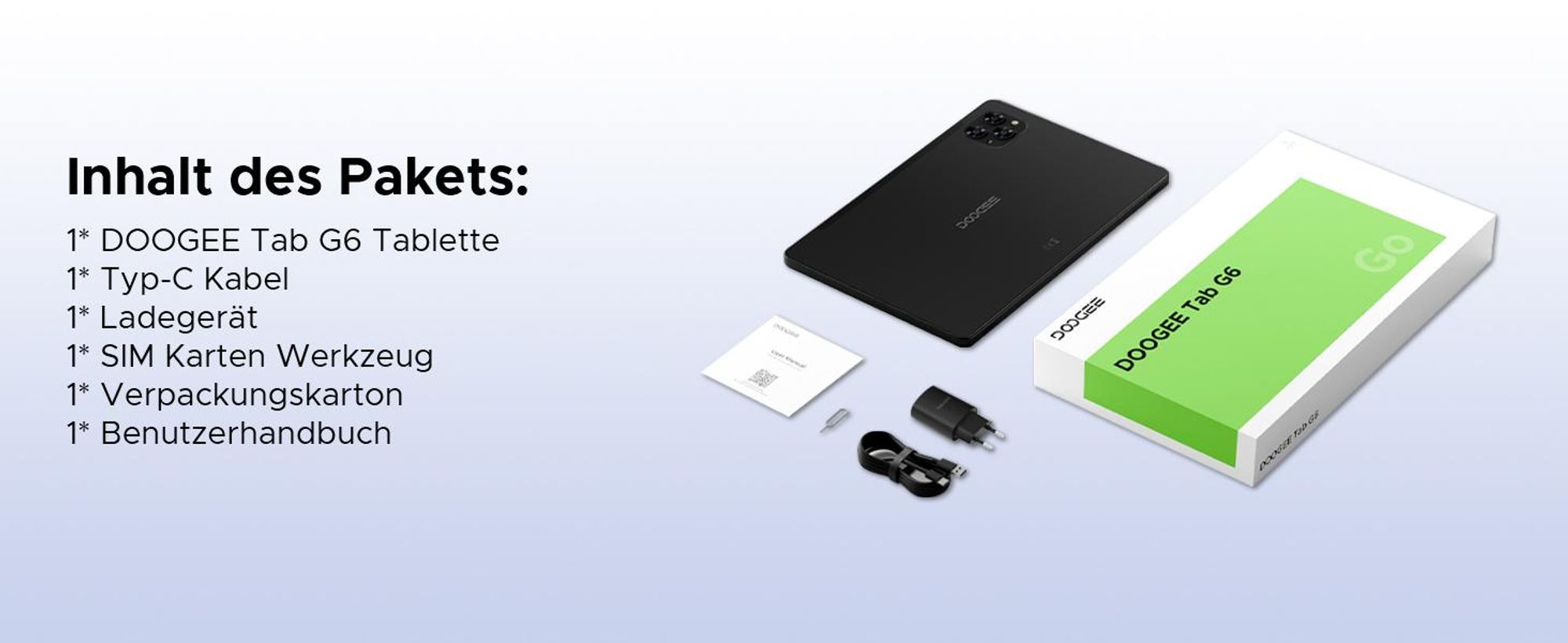 DOOGEE Tab G6 - Tablet ,Android 16, 11 Zoll, 36(6+30)GB+256GB(bis 2TB erweiterbar), 4G LTE, 90Hz,8000mAh,Widevine L1