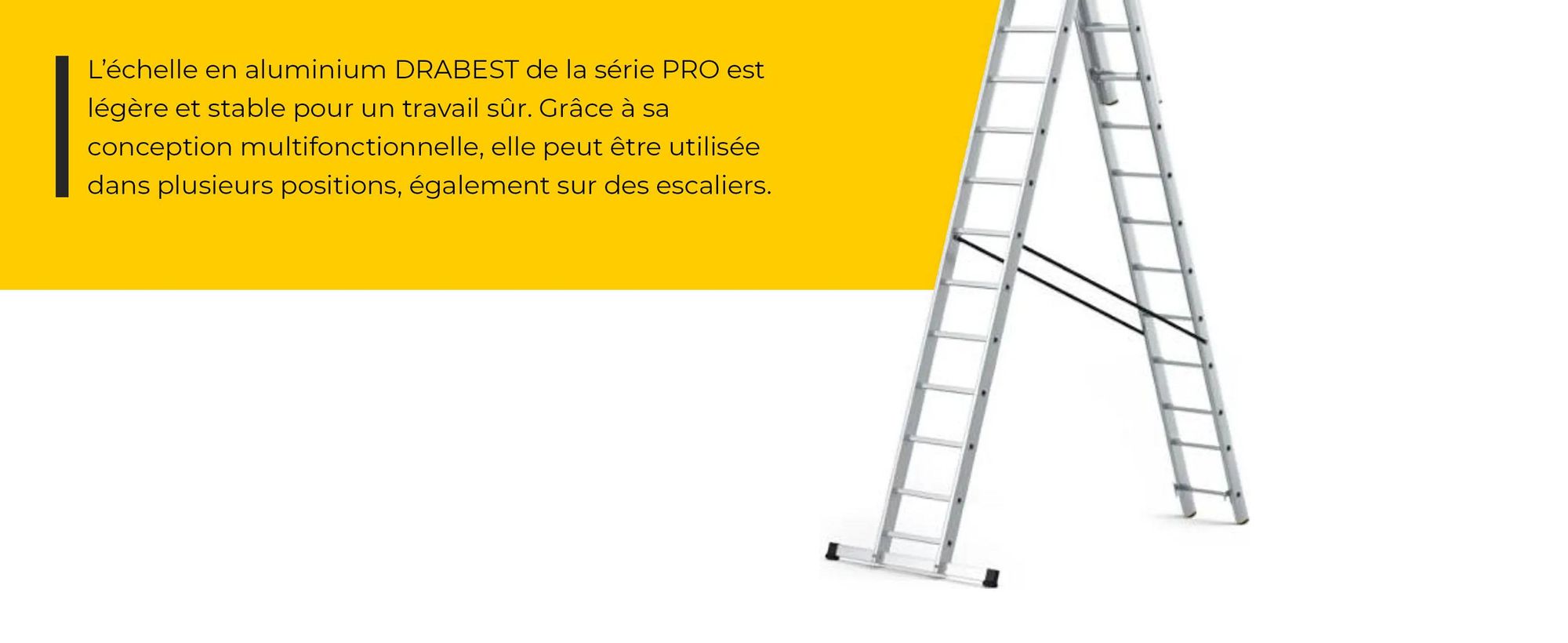 Drabest | Ladder - échelle 3x14 marches, échelle pliante - capacité de charge 150 kg - échelle en aluminium, échelle d'escalier, pieds antidérapants