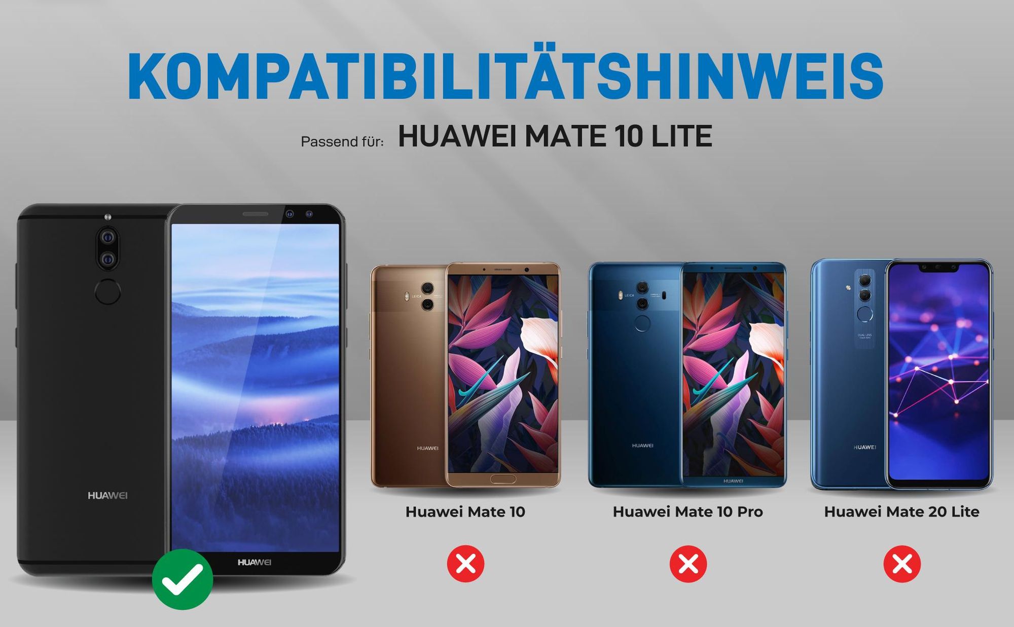 Kompatibilitätshinweise Hülle für Huawei Mate 10 Lite