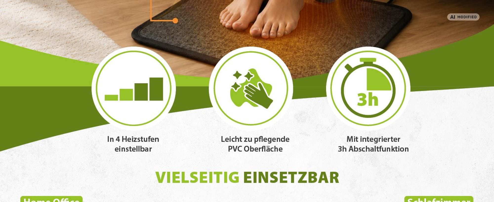 PVC-Heizmatte 40x50cm mit Fußschalter