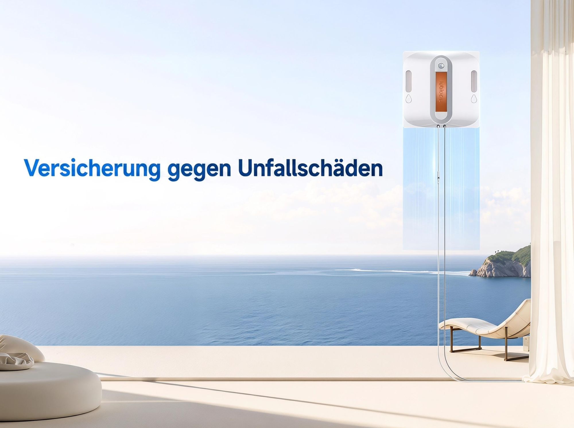 Lubluelu Smart Fensterputzroboter, 9000Pa Saugkraft, Automatische Routenplanung, Kantenreinigung, Waschbare Mikrofasertücher, Doppelseitige Sprühdüsen