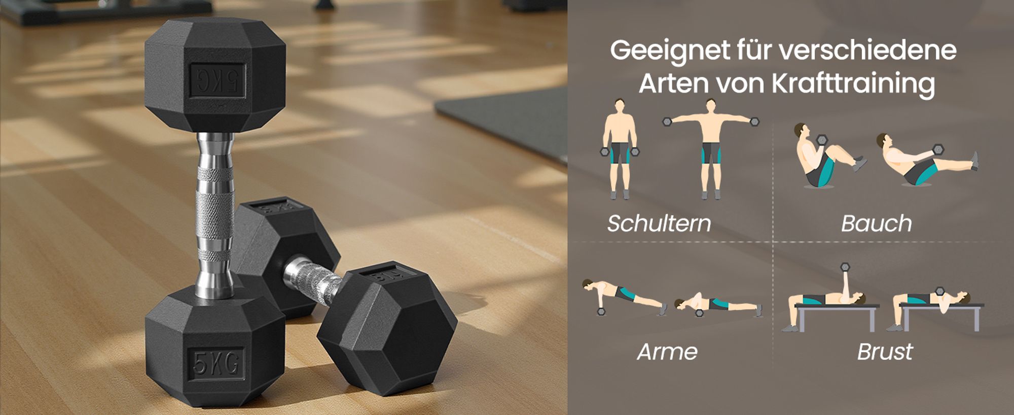 SONGMICS Hantelset, Hanteln 2er Set, Hexagon, Kurzhantel-Set, insgesamt 10/20 kg, für Workout, Fitnesstraining, Gewichtheben für Zuhause