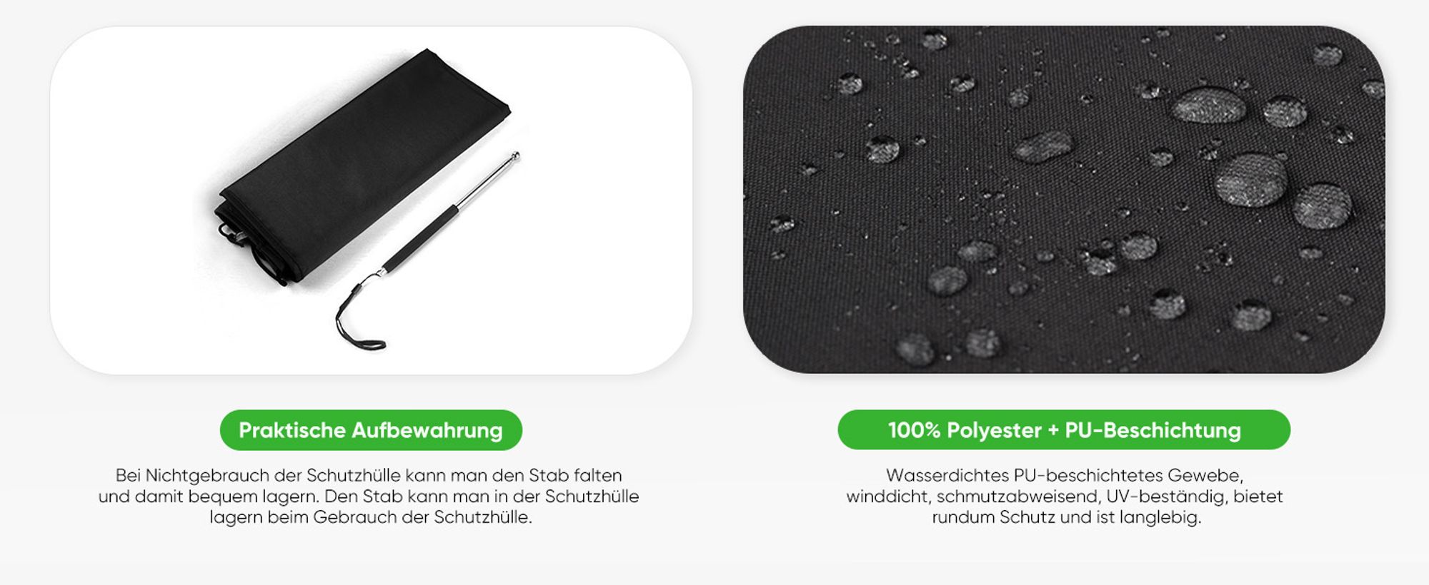 Sonnenschirm Schutzhülle Wasserdicht Abdeckung Abdeckhaube Schutzhaube aus Polyester für Doppelsonnenschirm, Schwarz