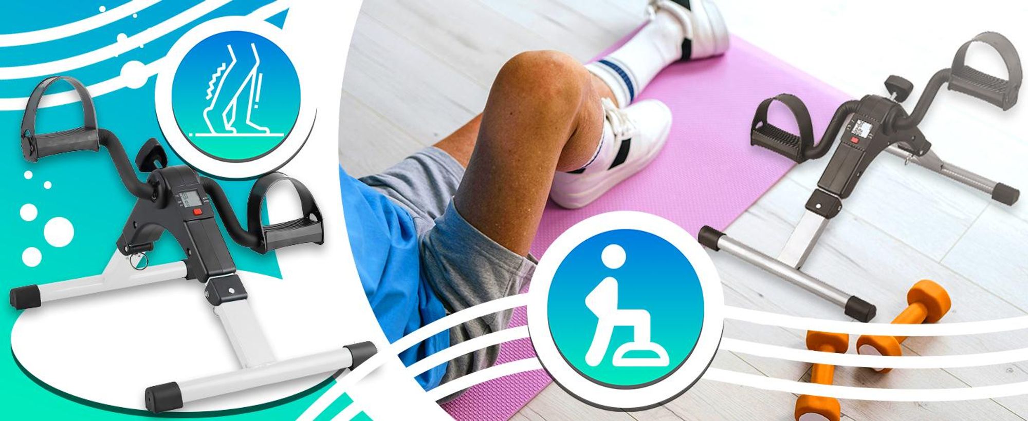 Mini-Heimtrainer, Fitness Fahrrad Pedaltrainer, für Armtrainer und Beintrainer, Muskelaufbau, Ausdauertraining, Bewegungstraining, Trainer LCD Retoo