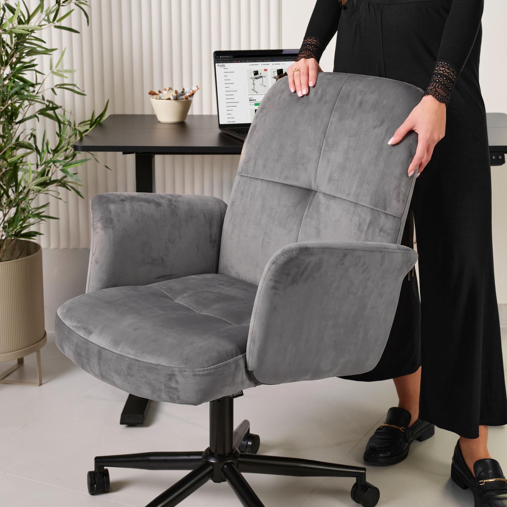 di volio Bürostuhl PARMO, Homeoffice Stuhl mit Rollen, höhenverstellbar & bequem, Dunkelgrau