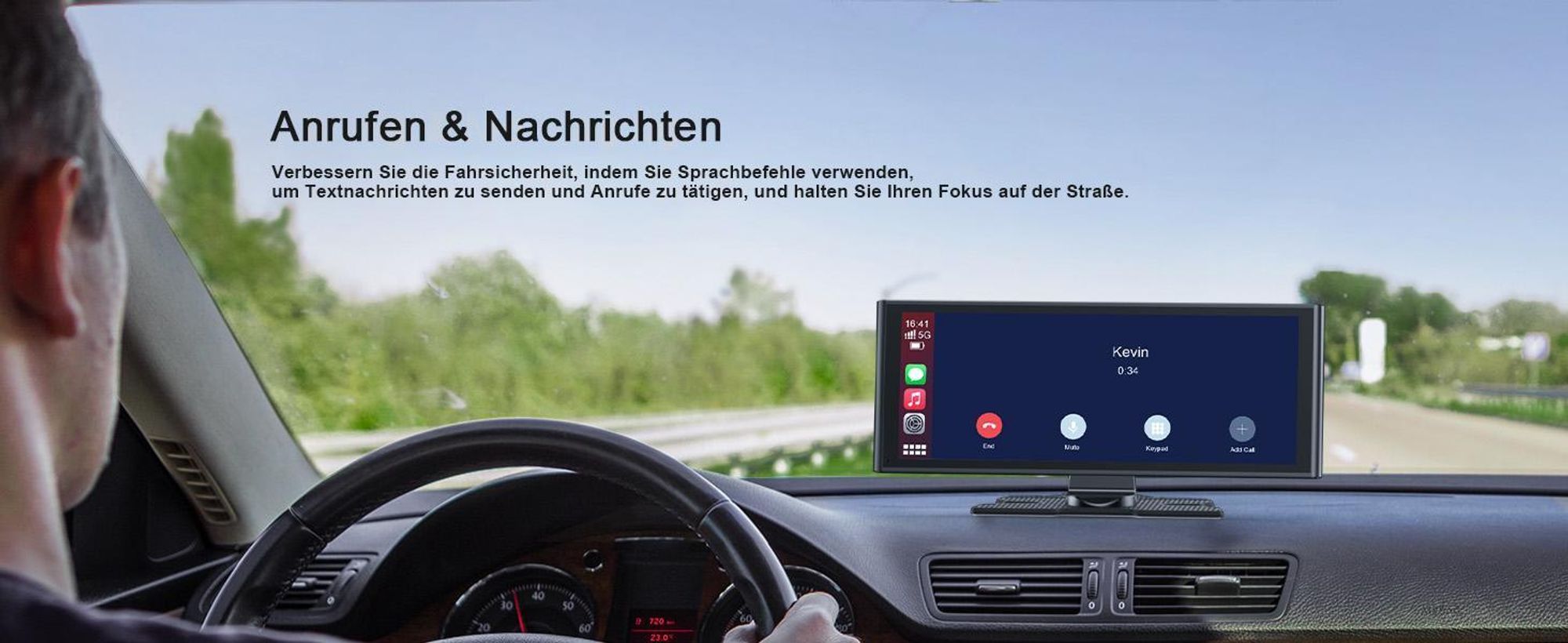 9.26 Zoll Carplay Display mit 2.5K Dashcam Auto Vorne,1080P Rückfahrkamera, Wireless A-pple Carplay Android Auto, Mirror Link