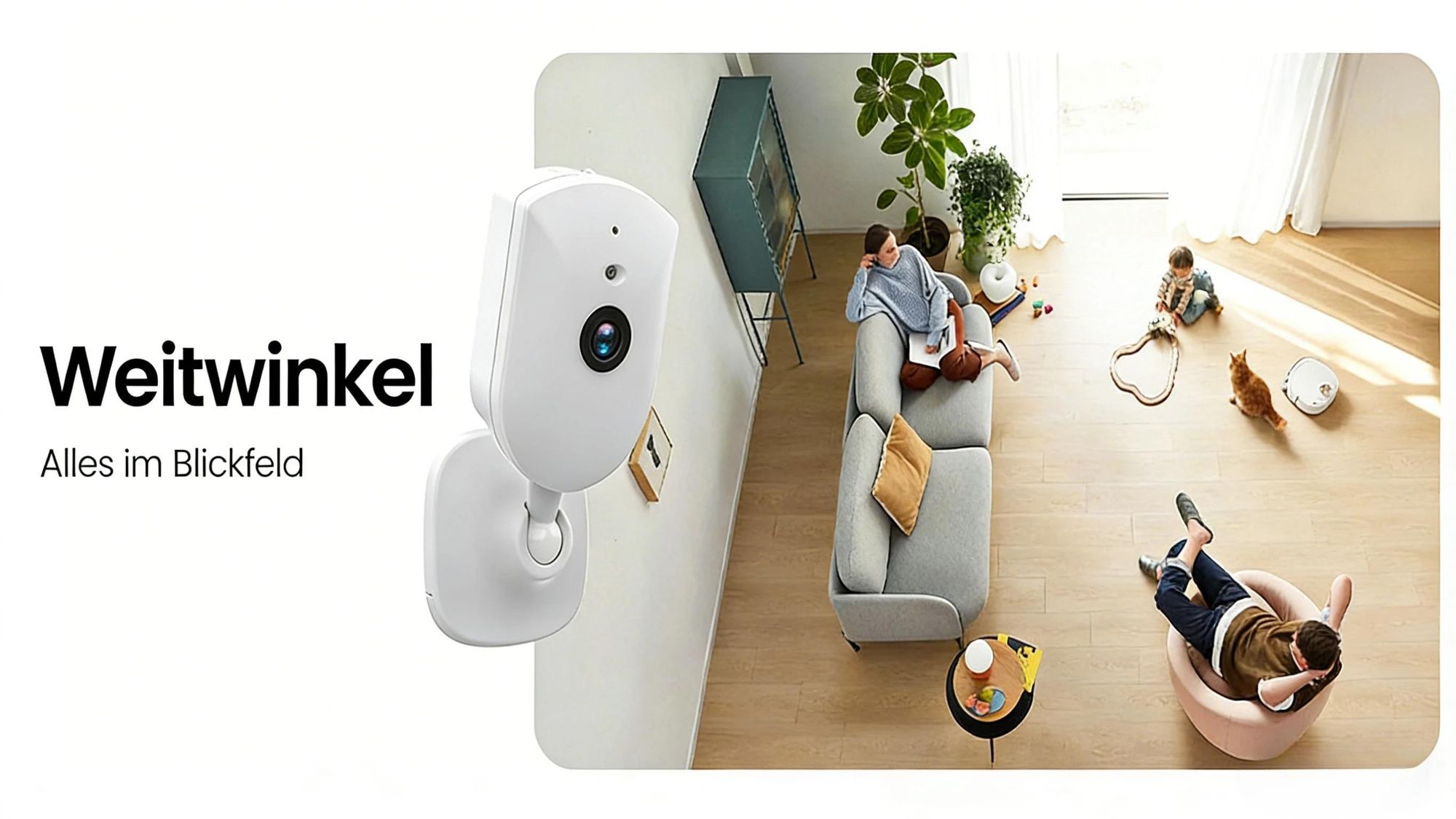 4MP überwachungskamera Innen mit Nachtsicht WLAN Indoor Kamera Hundekamera Zwei-Wege-Audio,2.4Ghz WiFi PIR Bewegungserkennung für Baby&Haustiere
