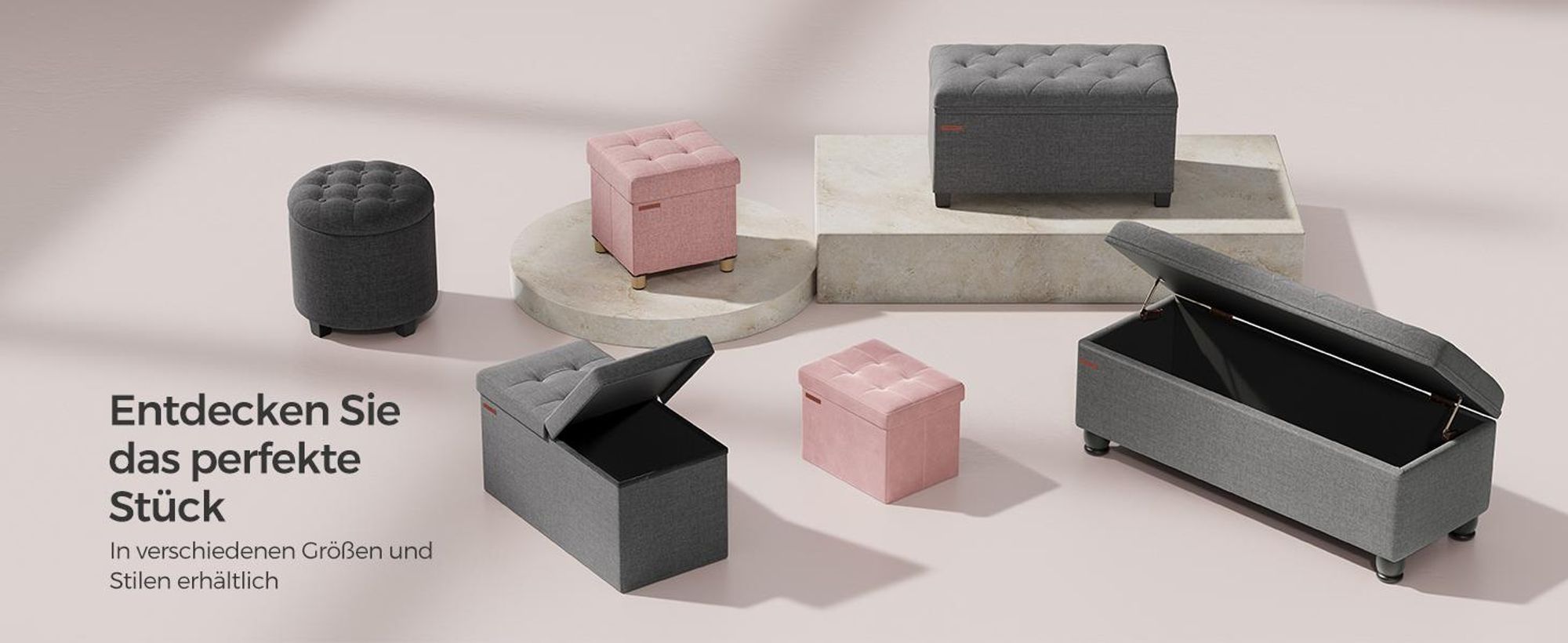 SONGMICS Sitzbank mit Stauraum, klappbare Sitztruhe, Fußbank, 31 x 41 x 31 cm, bis 130 kg belastbar, Pastellrosa