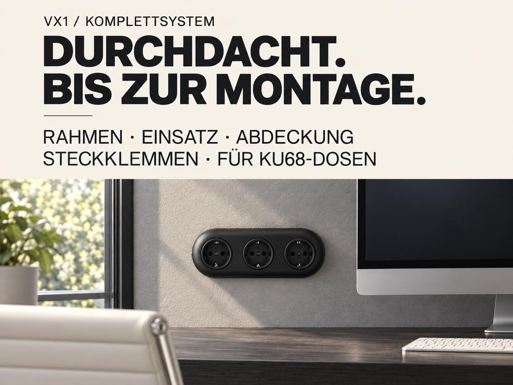 Unterputz Retro Wechselschalter, Steckklemme, All-in-One, Serie VX1 schwarz-matt