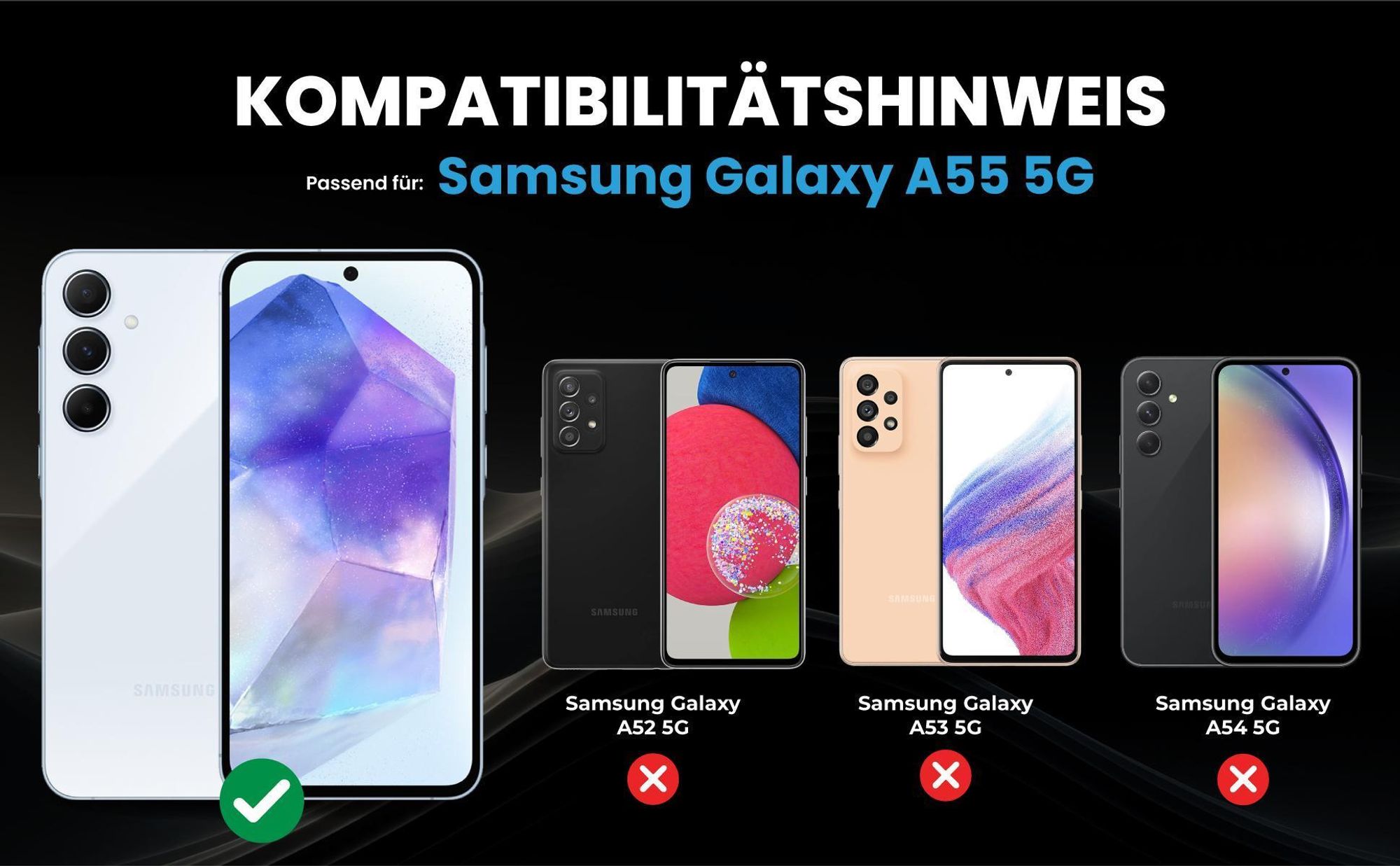 Kompatibilitätshinweise Hülle für Samsung Galaxy A55 5G