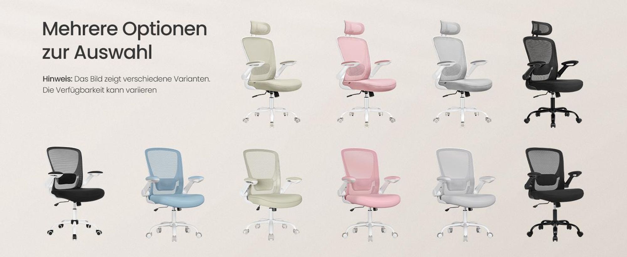 SONGMICS Bürostuhl ergonomisch, Schreibtischstuhl, Drehstuhl mit Mesh, gepolsterte Lendenstütze, Wippfunktion, 53 cm große Sitzfläche
