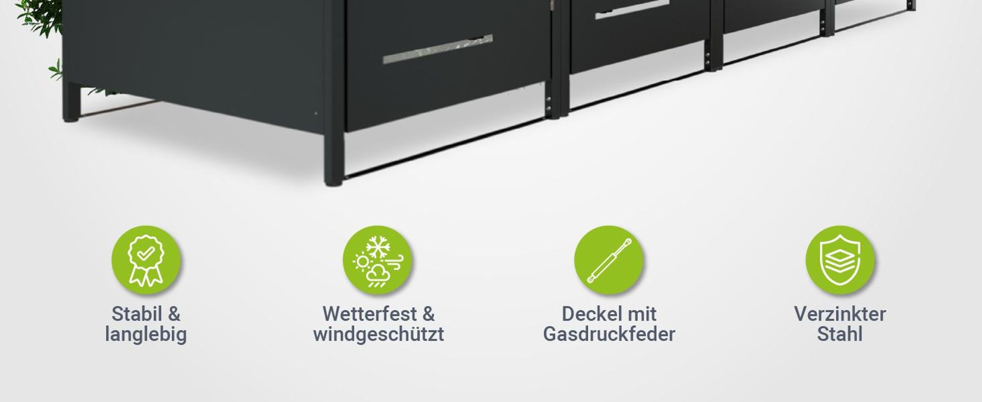 Juskys Mülltonnenbox Arel 4er - Metall Gartenbox - Anthrazit