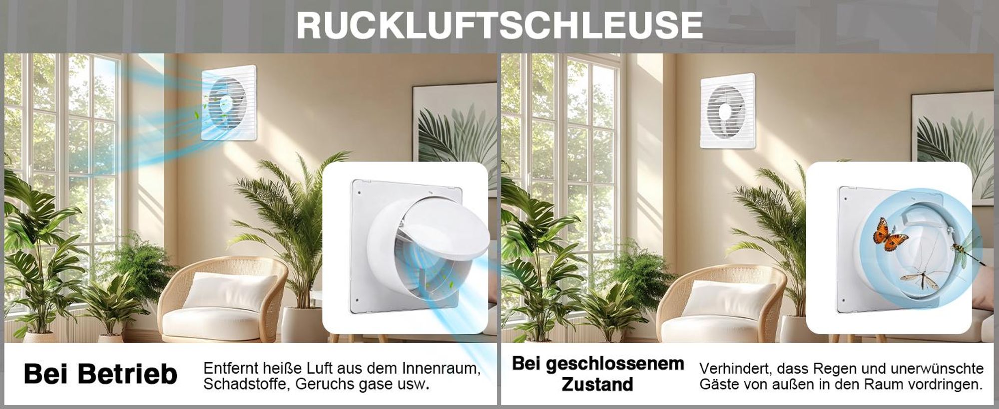 Solar Ventilator mit 8000mAh Powerbank 22W Solarlüfter Ø200mm mit 4M Kabel Lüftungsstufenregelung Zeitfunktion 500 m³/h 36dB für Hühnerstall Treibhaus