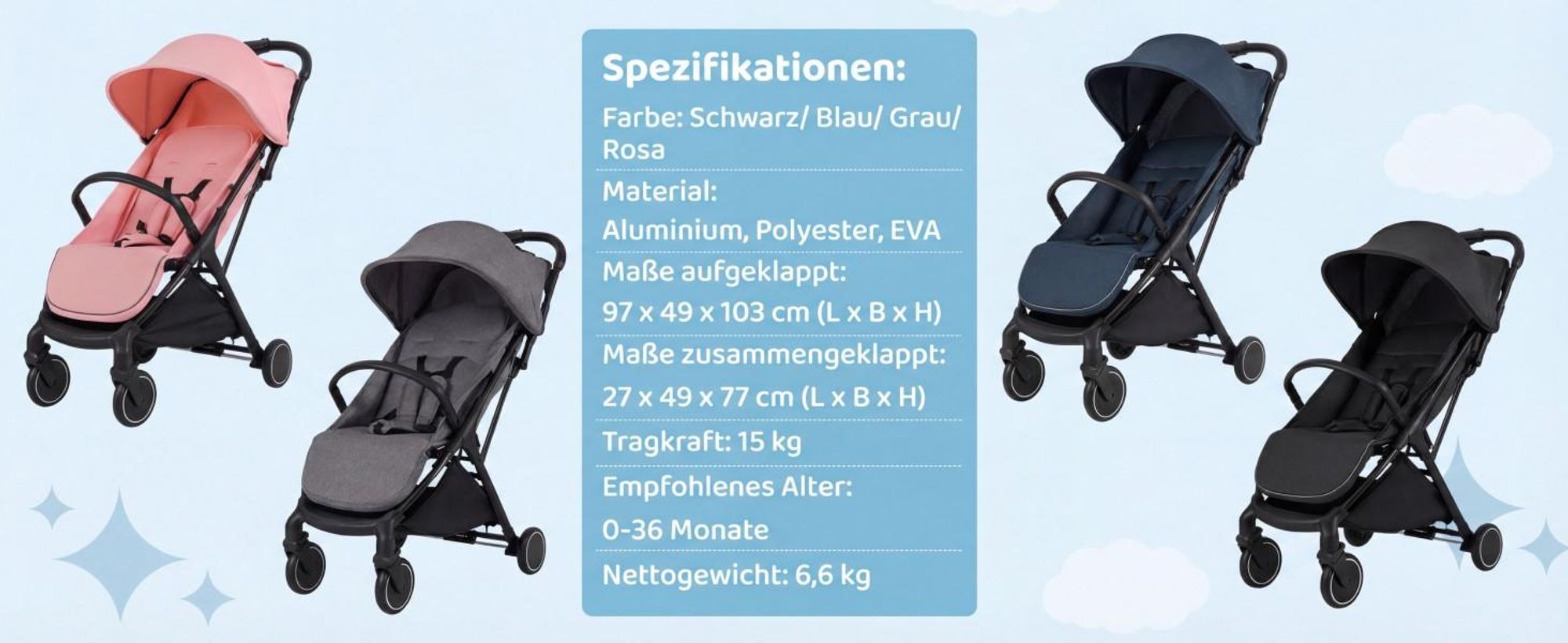 COSTWAY Kinderwagen, Reisebuggy mit Liegefunktion, Kinderbuggy mit Rückenlehne, Verdeck & Fußstütze, Babywagen mit Sicherheitsgurt bis 15 kg, Rosa