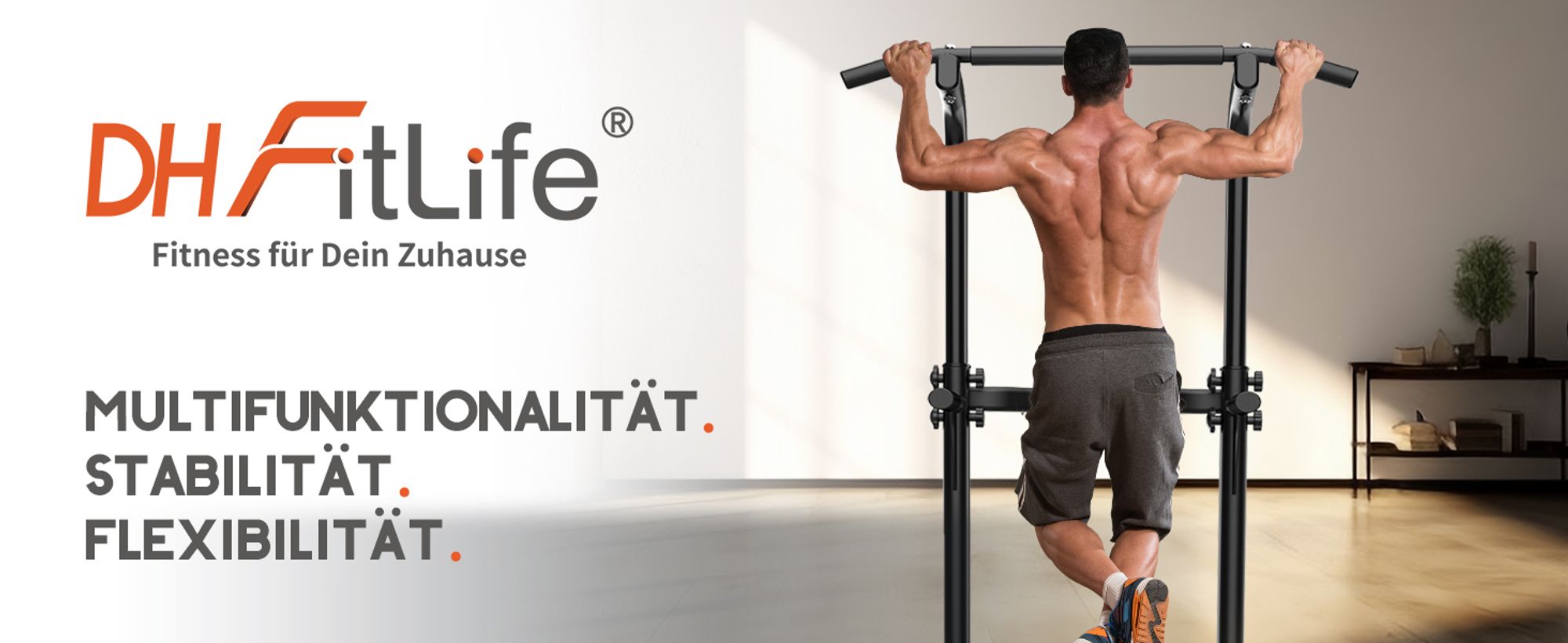 DH FitLife Power Tower Dip Station | Klimmzugstange Freistehend | Dip Barren Rückentrainer| Kraftstation Kraftturm | Krafttraining für Zuhause