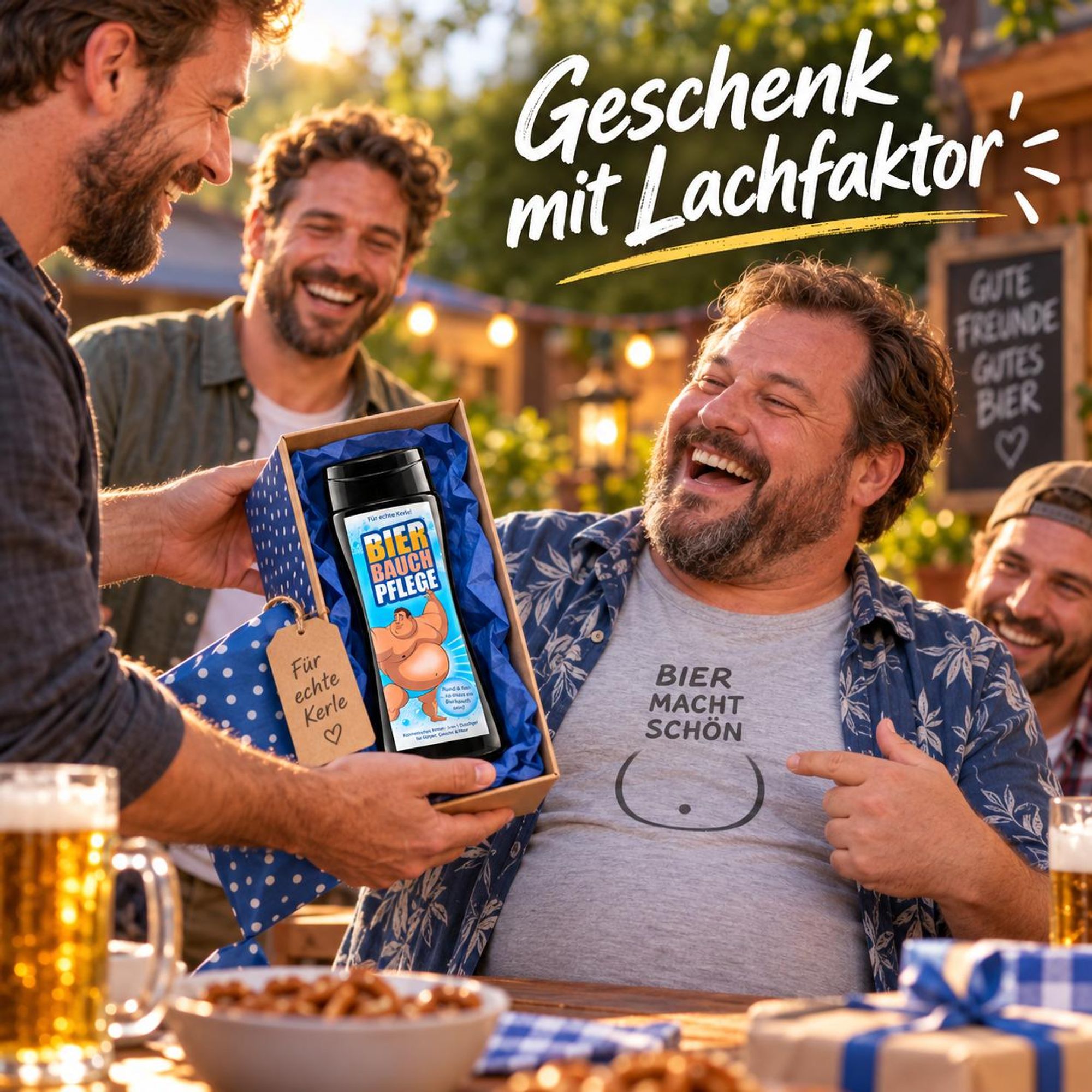 Bierbauchpflege Duschgel – Originelles Männergeschenk zum Geburtstag und Vatertag